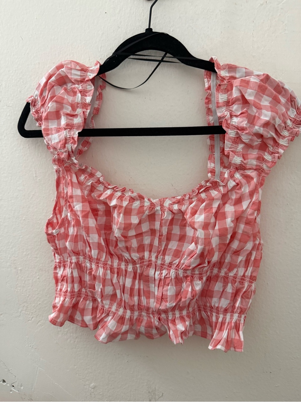 Gingham Smocked Crop Top